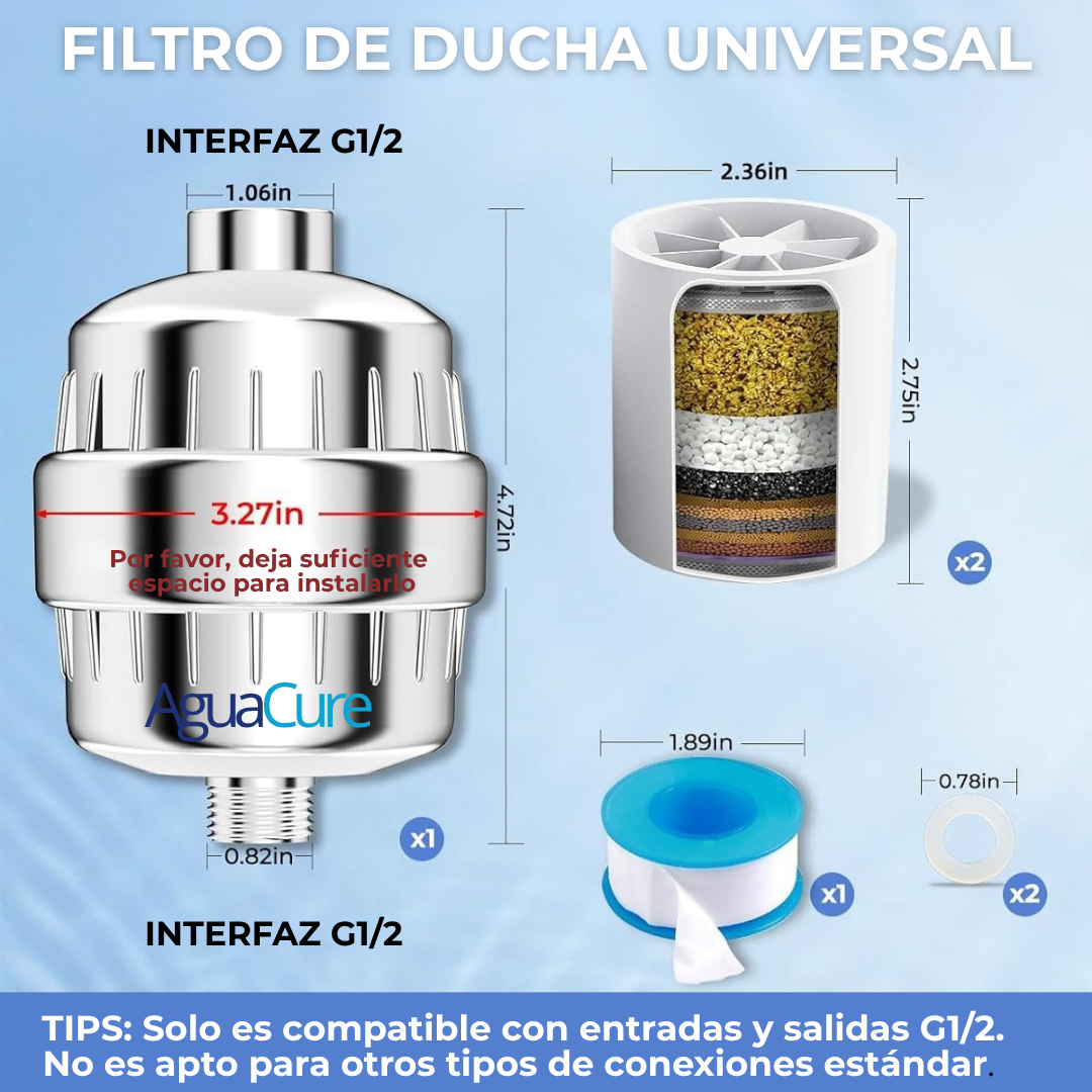 AguaCure HydroShower™ – Filtro de Regadera con 20 Etapas de Filtración