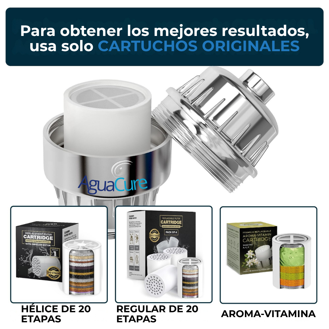 AguaCure HydroShower™ – Filtro de Regadera con 20 Etapas de Filtración